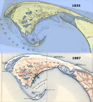 Maps of Provincetown, 1835 and 1889.