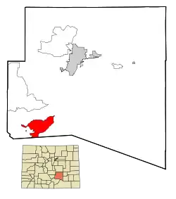 Location of the Colorado City CDP in Pueblo County, Colorado.