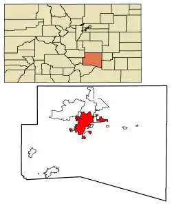 Location of the City of Pueblo in Pueblo County, Colorado