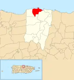 Location of Puerto Nuevo within the municipality of Vega Baja shown in red