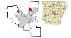 Location in Pulaski County and the state of Arkansas