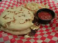 Pupusas and tomato sauce