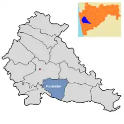 Location of Purandar  in Pune district in Maharashtra