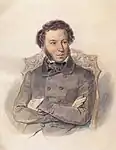 1836 portrait of Pushkin by Pyotr Sokolov