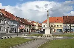 Town square with historic tenements