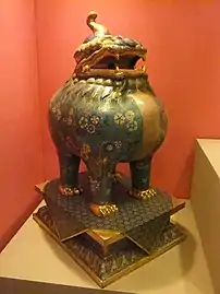 Qilin incense burner (one of a pair) at the World Museum in Liverpool, United Kingdom