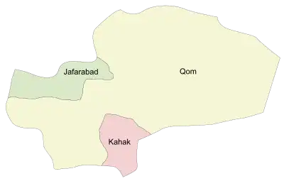 Location of Kahak County in Qom province