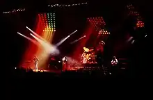 Queen performs a live concert in Norway in 1982.