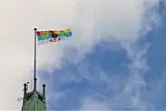 The Queen's Canadian standard flying from the Peace Tower on Parliament Hill, 1 July 2010