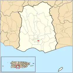 Location of barrio Quinto within the municipality of Ponce shown in red