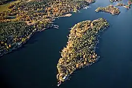 Aerial photograph of the island