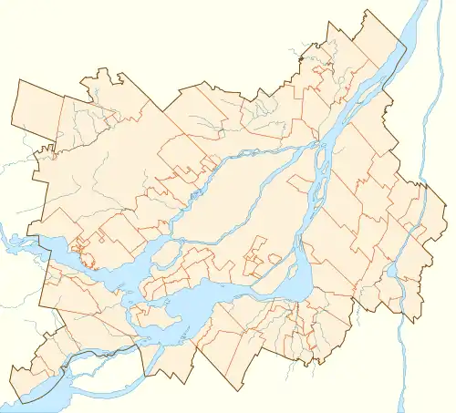 A map of Montreal with a red dot showing the location of The Ring