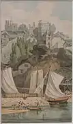 Near the Quay, Exeter, watercolour, 1800s