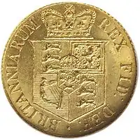 Gold coin showing a heraldic shield