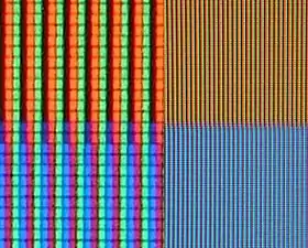 Tiny Red, green and blue sub-pixels (enlarged on left side of image) create the colors you see on your computer screen and TV.