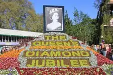 Queen Elizabeth II's Diamond Jubilee Floral display at the RHS Chelsea Flower Show in London, 2012