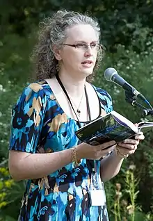 Anderson reading at the Eden Mills Writers' Festival in 2016