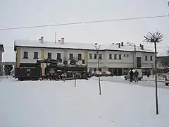 Train monument and the railway station