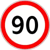 Maximum speed limit (90 km/h)