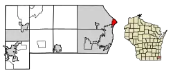 Location of Wind Point in Racine County, Wisconsin.