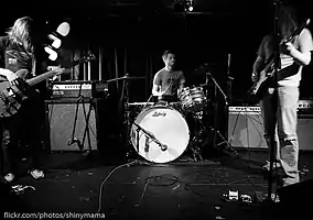 Radio Moscow performing in 2008. From left to right: Zach Anderson (former member), Keith Rich (former member) and Parker Griggs