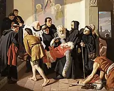 Corso Donati mortally wounded is transported by Monks of San Salvi to their Abbey (1861)