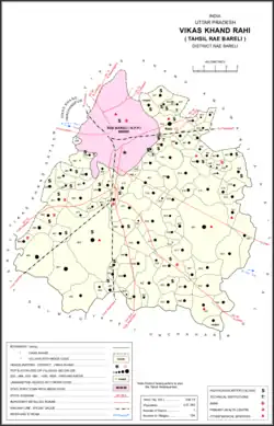 Map showing Rampur Baghel (#438) in Rahi CD block