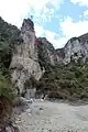 Close up of coloured cliffs of Maunga Kākaramea