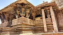 A Hindu temple in red stone