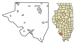 Location of Kaskaskia in Randolph County, Illinois