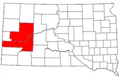 Map of South Dakota highlighting the Rapid City, SD metropolitan statistical area