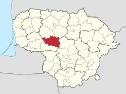 Location of Raseiniai district municipality within Lithuania