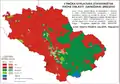 Ethnic map of Sandžak (excluding Plav and Andrijevica) according to the 2002 census in Serbia and 2003 census in Montenegro. Note: map shows the ethnic majority populations within the settlements