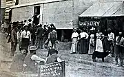 Rawhide post-fire bread line, 1908