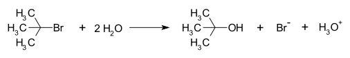 reaction tert-butylbromide water overall