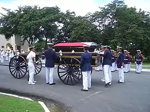 Espaldon on the AFP Gun Carriage during his interment at the Libingan Ng Mga Bayani