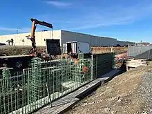 Rebar cages in a construction site