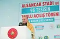 The Presidential Seal attached to a lectern in front of President Erdoğan (2021)