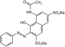 Skeletal formula of Red 2G as a sodium salt