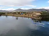 A floating reed island on Lake Titicaca