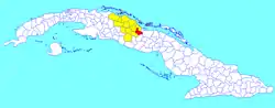 Remedios municipality (red) within  Villa Clara Province (yellow) and Cuba