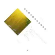 A cropped, diamond-shaped picture of grass behind a yellow background, with the EP's title and tracklisting presented horizontally behind a white background.