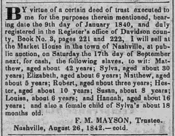 Matthew, Sylva, Hannah, Hester, Susan, Louisa, Elizabeth, Matthew, Robert, also a female child of Sylva's about 18 months old