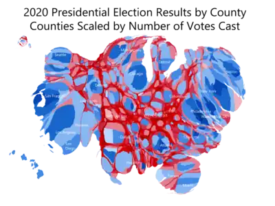 A continuous county-level cartogram of the 2020 United States presidential election