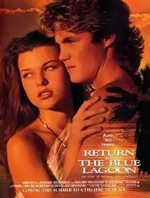 Two young people (portrayed by Milla Jovovich and Brian Krause) on a tropical island.