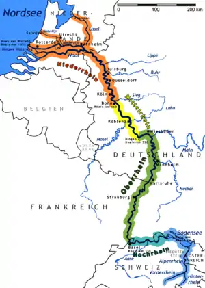 Map of the Rhine river