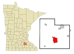 Location of the city of Faribaultwithin Rice Countyin the state of Minnesota