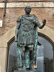 Modern bronze statue of Julius Caesar, Rimini, Italy