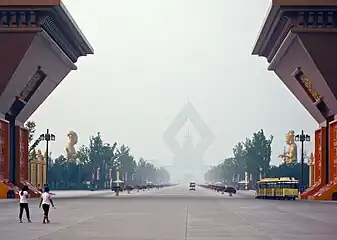 Road to the stupa of the Famen Temple (Chinese Buddhist).