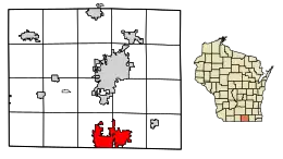 Location of Beloit in Rock County, Wisconsin